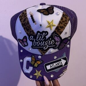 Custom Purple Trucker Hat with Butterfly and Star Accents (Chyna’s Hat)
